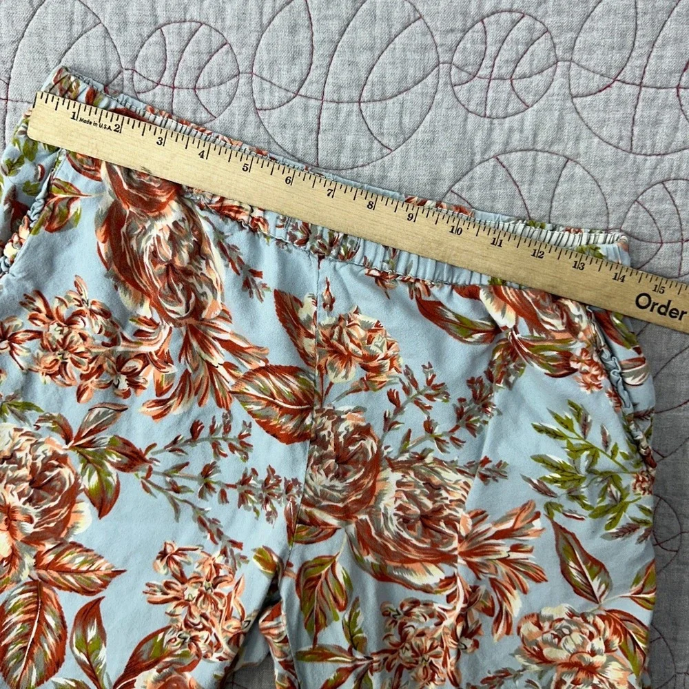 Soft Surroundings Pajama Pants Blue‎ Floral Divine Flannel 2ED79 / Women's Small